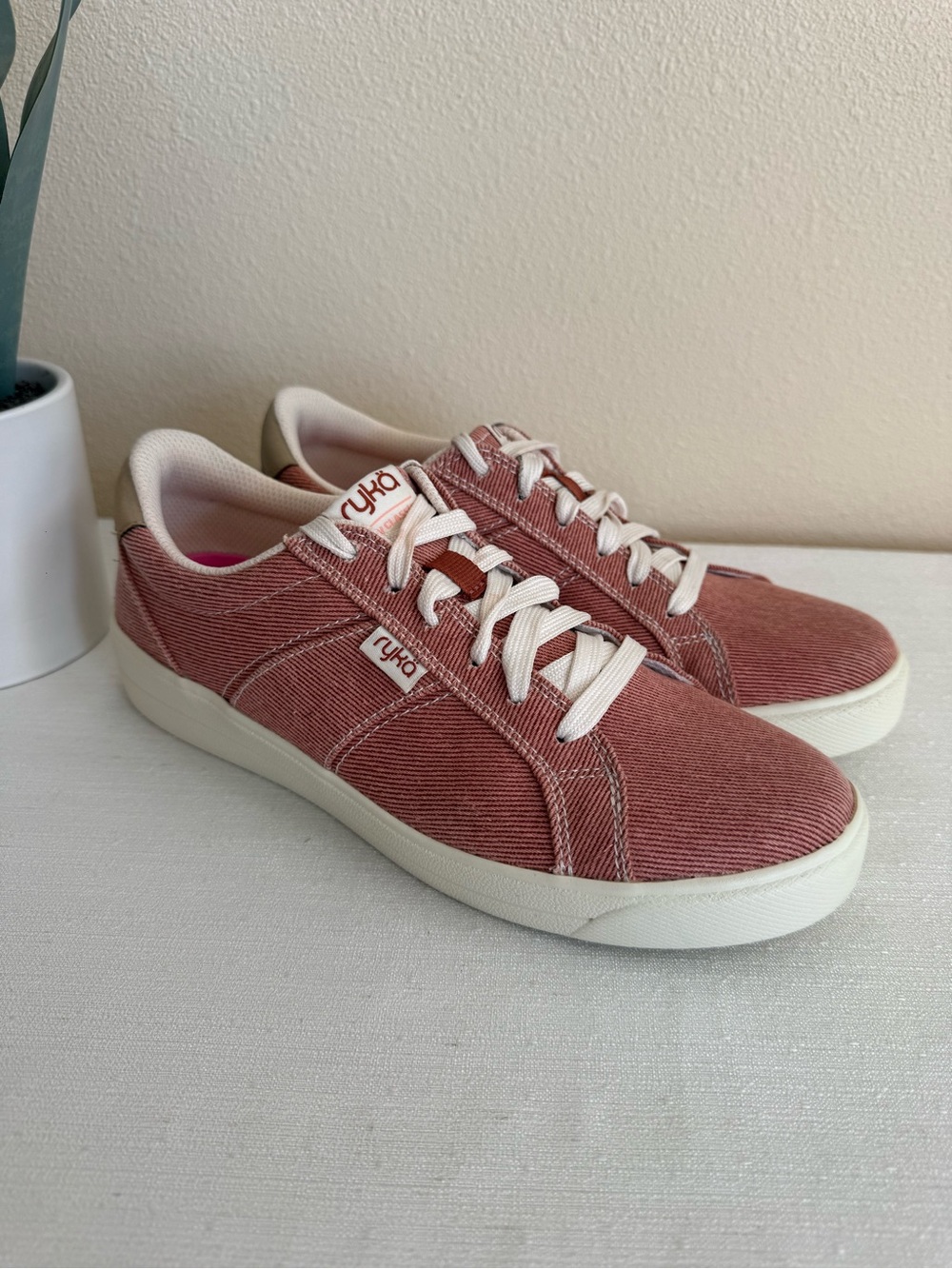 New RYKA Classic Women's Sneakers in Dusty Rose Canvas and Cream
